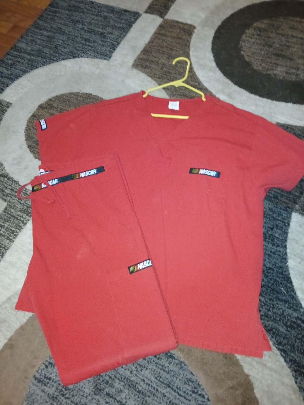 NASCAR Scrubs Red Short Sleeve Top and Pants Set